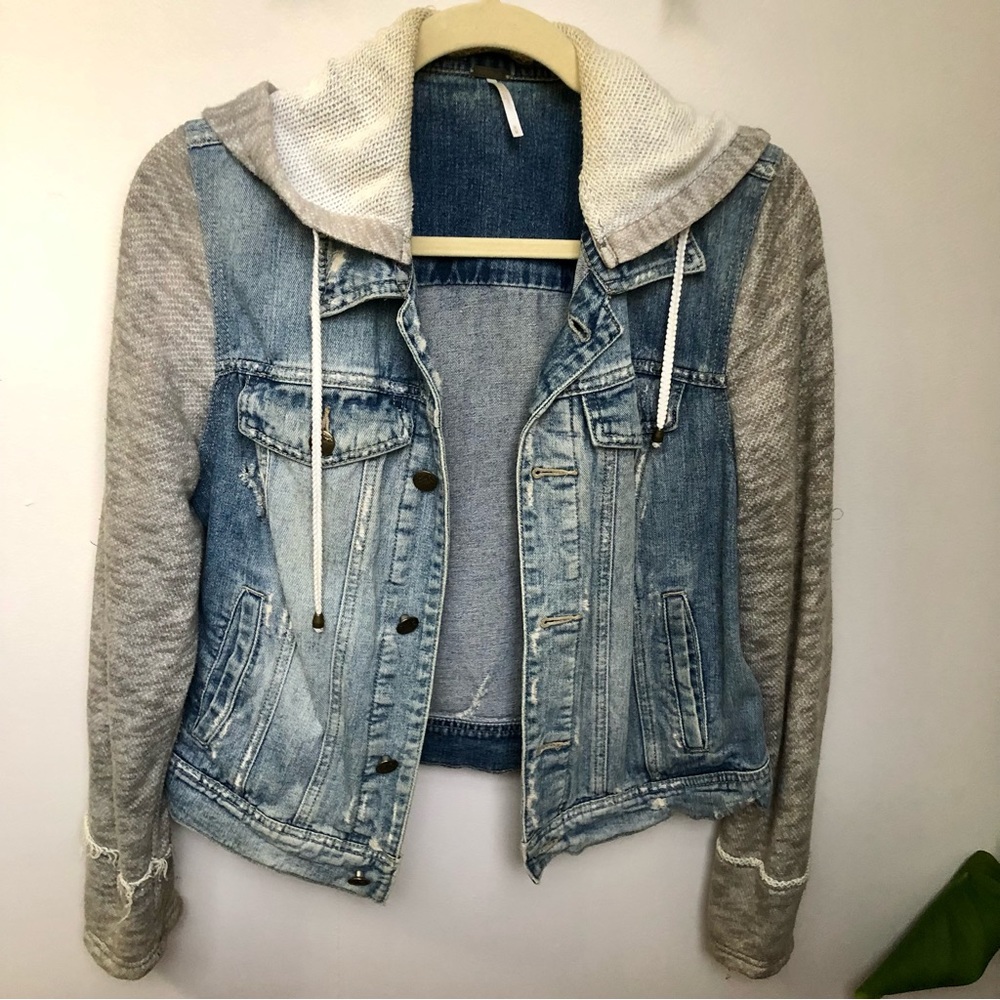 Free People Jean Sweatshirt Jacket